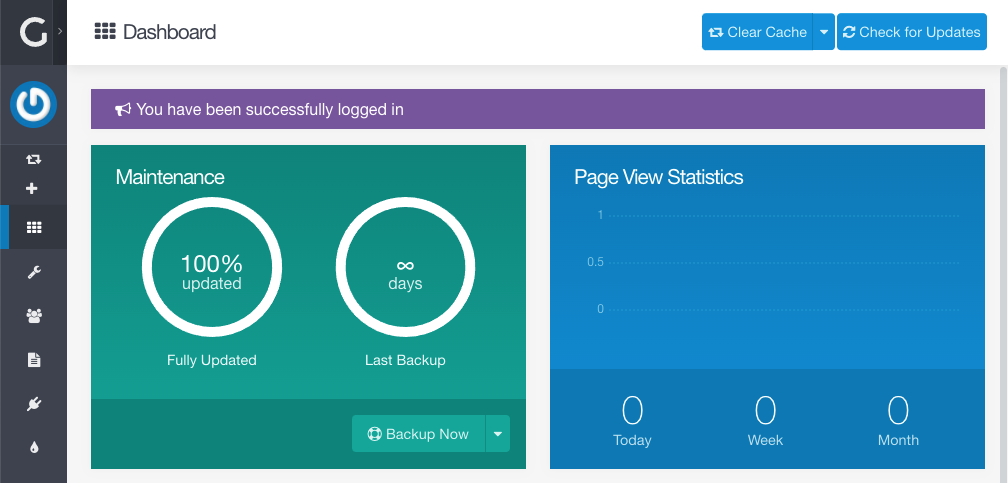 Screenshot of the Admin dashboard